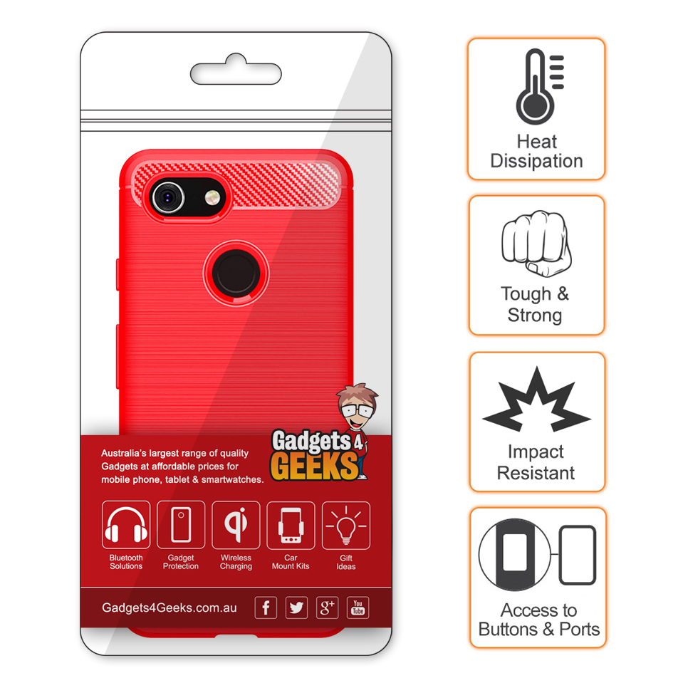 Flexi Slim Carbon Fibre Case for Google Pixel 3 - Brushed Red